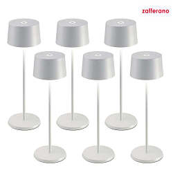 LED Akku-Tischleuchte OLIVIA TAVOLO PRO, 6er Set, 35cm, 2,2W, 2700-3000K, 245-262lm, IP65, wei