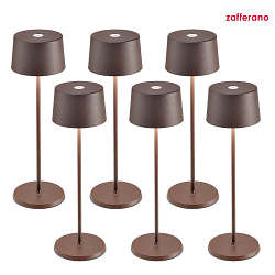 LED Akku-Tischleuchte OLIVIA TAVOLO PRO, 6er Set, 35cm, 2,2W, 2700-3000K, 245-262lm, IP65, rostfarben