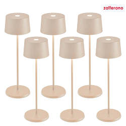 LED Akku-Tischleuchte OLIVIA TAVOLO PRO, 6er Set, 35cm, 2,2W, 2700-3000K, 245-262lm, IP65, sandfarben