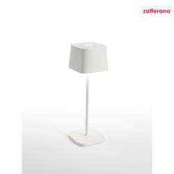battery table lamp OFELIA TAVOLO PRO square, CCT Switch, with touch dimmer IP65, white, lacquered dimmable