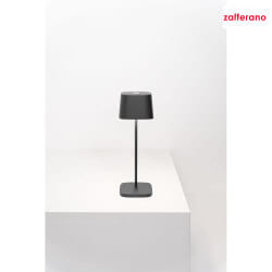 battery table lamp OFELIA TAVOLO PRO square, CCT Switch, with touch dimmer IP65, dark grey, lacquered dimmable
