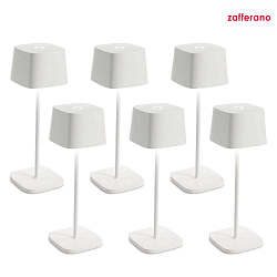 LED Akku-Tischleuchte OFELIA TAVOLO PRO, 6er Set, 29cm, 2,2W, 2200/2700/3000K, 231/244/252lm, IP65, mit Touch-Dimmer, wei