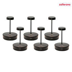 LED Akku-Tischleuchte SWAP MINI, 6er Set, 14,8cm, 2W, 2200/2700/3000K, 141/168/192lm, IP65, dimmbar, schwarz