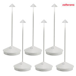 LED Akku-Tischleuchte PINA TAVOLO PRO, 6er Set, 29cm, 2,2W, 2200/2700/3000K, 178/204/206lm, IP65, dimmbar, wei