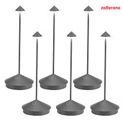 LED Akku-Tischleuchte PINA TAVOLO PRO, 6er Set, 29cm, 2,2W, 2200/2700/3000K, 178/204/206lm, IP65, dimmbar, dunkelgrau