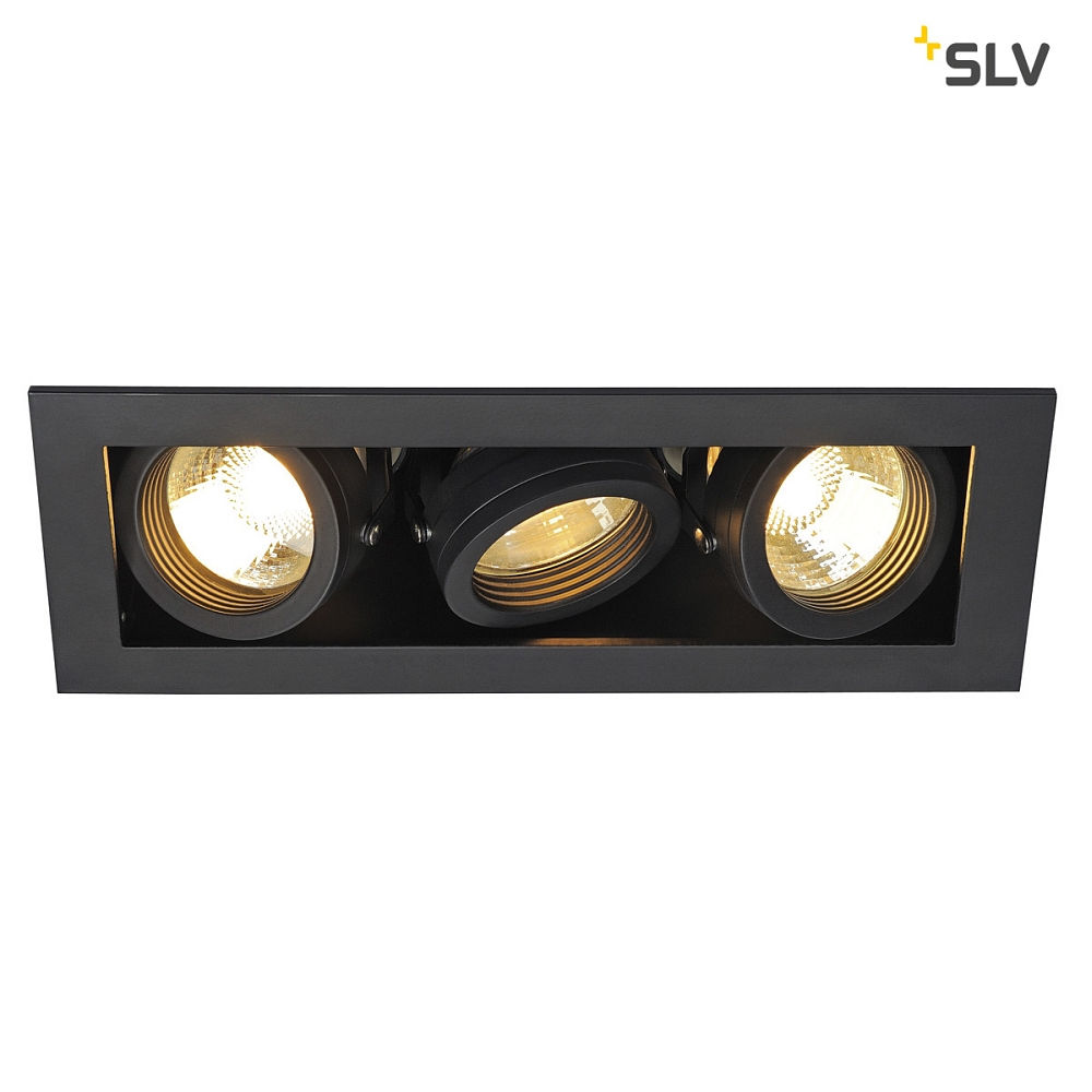SLV Ceiling recessed spot KADUX 3 GU10 Downlight, 3xGU10, 230V, Clip springs, black
