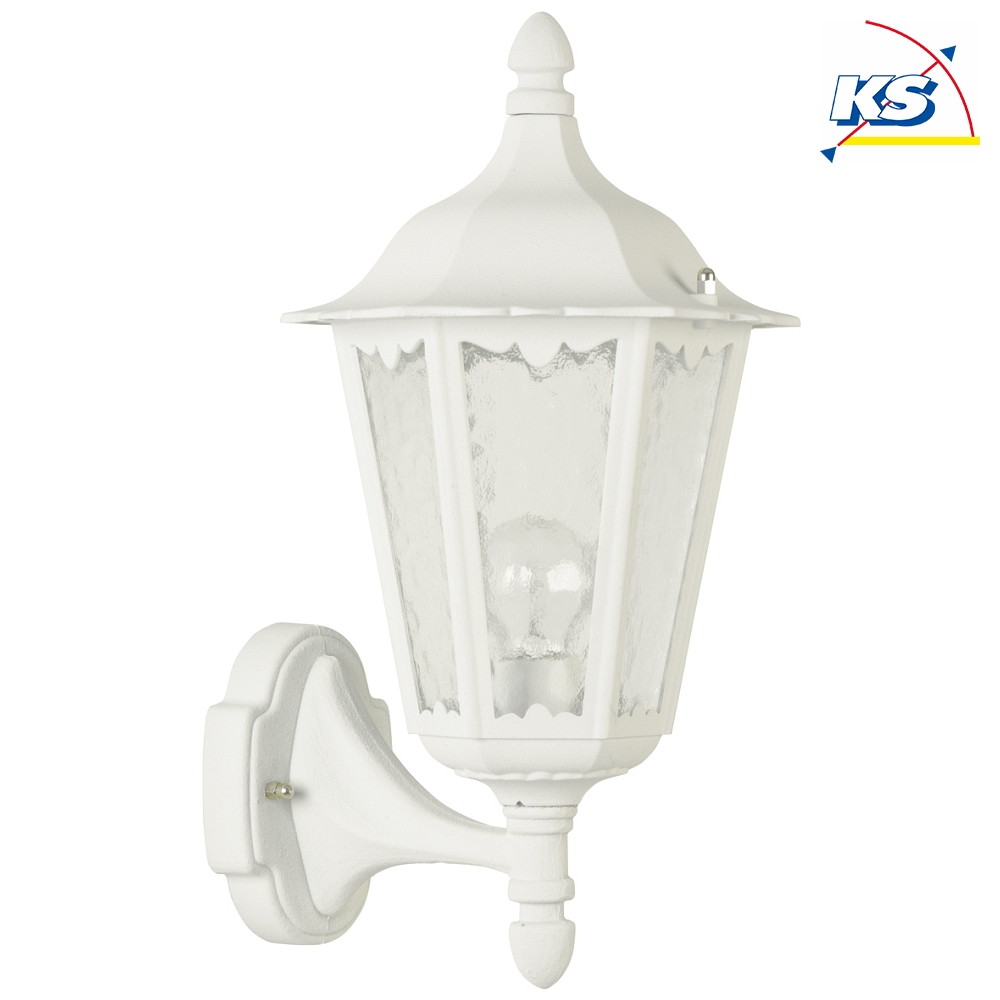 Albert Outdoor Wall luminaire Country style Type No. 1818, standing with wall bracket, IP23, E27 QA55 57W, cast alu / glass, white