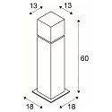 SLV Luce con piedistallo SQUARE POLE 60 IP44, Acciaio inossidabile
