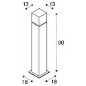 SLV Outdoor Stehleuchte SQUARE POLE 90, Hhe 90cm, IP44, E27 max. 20W, Edelstahl 304