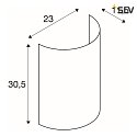 SLV FENDA Wall luminaire textile shade, half, Ø 23cm, black / copper