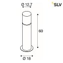 SLV Borne d'éclairage ROX ACRYL POLE 60 cylindrique, avec diffuseur E27 IP44, acier inoxydable gradable