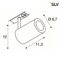 SLV 1-Projecteur monophasé ENOLA B TRACK cylindrique, pivotant à la cardan GU10 IP20, blanche gradable