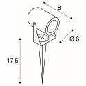 SLV Outdoor LED Erdspie-Leuchte LED SPIKE, IP55 IK06, 6W 3000K 400lm 40, mit IP-Steckerkabel, neigbar, rostfarben