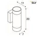 SLV Luminaire mural ASTINA haut bas, cylindrique, avec diffuseur GU10 IP20, blanche gradable