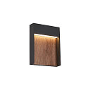 SLV LED Auenwandleuchte FLATT, IP65 IK03, eckig, 13W 3000/4000K (CCT Switch), anthrazit / Holz braun