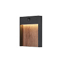 LED Auenwandleuchte FLATT SENSOR, IP54 IK03, eckig, mit Sensoren, 13W 3000/4000K (CCT Switch), anthrazit / Holz braun