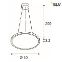 SLV LED Pendant luminaire PANEL 60 DALI LED, round, 42W, 110°, 4000K, 3350lm, gray