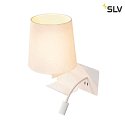 SLV LED Wandleuchte SOMNILA FLEX Indoor, E27, mit LED Spot 65lm, 3000K, weiß, inkl. USB Anschluss, Spot links