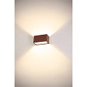 SLV LED Auenwandleuchte SITRA M WL UP/DOWN, IP65 IK05, 20cm, 14W 3000/4000K (CCT Switch) 1700lm 2x95, rostfarben