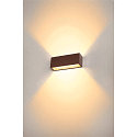 SLV LED Auenwandleuchte SITRA L, UP/DOWN, IP65 IK03, 24W 3000/4000K (CCT Switch) 2800lm 2x105, rostfarben
