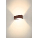 SLV LED Auenwandleuchte SITRA L, UP/DOWN, IP65 IK03, 24W 3000/4000K (CCT Switch) 2800lm 2x105, rostfarben