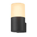 SLV Auenwandleuchte GRAFIT, IP44 IK02, E27, rund, anthrazit / Diffusor in Rauchglas-Optik, satiniert, Standard