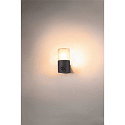Außenwandleuchte GRAFIT, IP44 IK02, E27, rund, anthrazit / Diffusor in Rauchglas-Optik, satiniert, mit Sensor