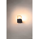 Außenwandleuchte GRAFIT, IP44 IK02, E27, eckig, anthrazit / Diffusor in Rauchglas-Optik, satiniert, mit Sensor