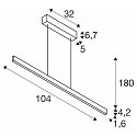 SLV LED Pendelleuchte ONE LINEAR 100 PHASE UP/DOWN, 104cm,600mA, 24W 2700/3000K 1280lm, CRi >90, dimmbar, messing