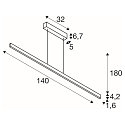 SLV LED Pendelleuchte ONE LINEAR 140 PHASE UP/DOWN, 140cm, 900mA, 35W 2700/3000K 2855lm, CRi >90, dimmbar, messing