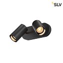 Lampada da parete e soffitto ASTO TUBE CW DOUBLE 2-Lampadine, lang, rotazione cardanica GU10 IP20, nero dimmerabile