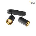 Lampada da parete e soffitto ASTO TUBE CW DOUBLE 2-Lampadine, lang, rotazione cardanica GU10 IP20, nero dimmerabile