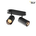 Lampada da parete e soffitto ASTO TUBE CW DOUBLE 2-Lampadine, lang, rotazione cardanica GU10 IP20, nero dimmerabile