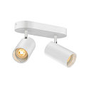 Applique et plafonnier ASTO TUBE CW DOUBLE  2 flammes, langue, pivotant  la cardan GU10 IP20, blanche gradable