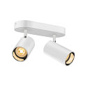 SLV wall and ceiling luminaire ASTO TUBE CW DOUBLE 2 flames, long, cardanic swivelling GU10 IP20, white dimmable