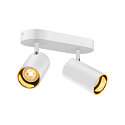 SLV wall and ceiling luminaire ASTO TUBE CW DOUBLE 2 flames, long, cardanic swivelling GU10 IP20, white dimmable