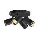 SLV Applique et plafonnier ASTO TUBE CW QUADRUPLE 4 flammes, rond, pivotant  la cardan GU10 IP20, noir gradable
