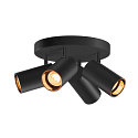 SLV Applique et plafonnier ASTO TUBE CW QUADRUPLE 4 flammes, rond, pivotant  la cardan GU10 IP20, noir gradable