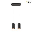 SLV Luci a sospesione ASTO TUBE 2-Lampadine, rigido, lang GU10 IP20, nero dimmerabile