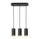 SLV Luminaire  suspension ASTO TUBE 3 flammes, rigide, langue GU10 IP20, noir gradable