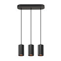 SLV Luminaire  suspension ASTO TUBE 3 flammes, rigide, langue GU10 IP20, noir gradable