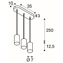 SLV Luminaire  suspension ASTO TUBE 3 flammes, rigide, langue GU10 IP20, noir gradable