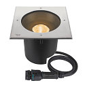 LED Bodeneinbauleuchte DASAR XL, IP67 IK10, 27W 3000K 2790lm 24, DALI dimmbar, schwenkbar, befahrbar, edelstahl, eckig