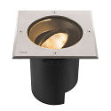 SLV floor recessed luminaire DASAR L square, swivelling, DALI controllable, passable IP65 / IP67, stainless steel dimmable