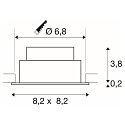 SLV ceiling recessed luminaire NEW TRIA 68 square IP20, white dimmable