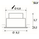 SLV Plafonnier encastré NEW TRIA® 68 rond IP20 / IP65, blanche gradable