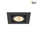 SLV Plafonnier encastré KADUX SINGLE carré IP20, noir gradable