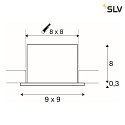 SLV Plafonnier encastré KADUX SINGLE carré IP20, noir gradable