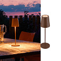 SLV Lampada da tavolo a batteria VINOLINA TWO IP65, ruggine dimmerabile