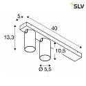 SLV ceiling luminaire KAMI DOUBLE LONG 2 flames GU10 IP20, black, white